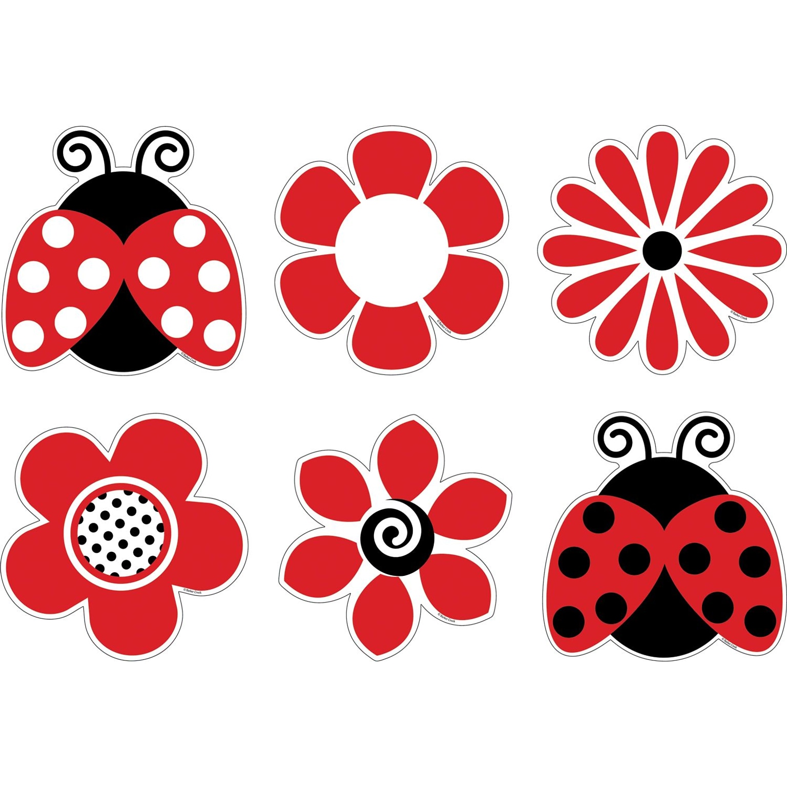 Baker Creek 5 1/2 x 5 1/2 Decorative Accents, Ladybugs & Posies, 36/pk