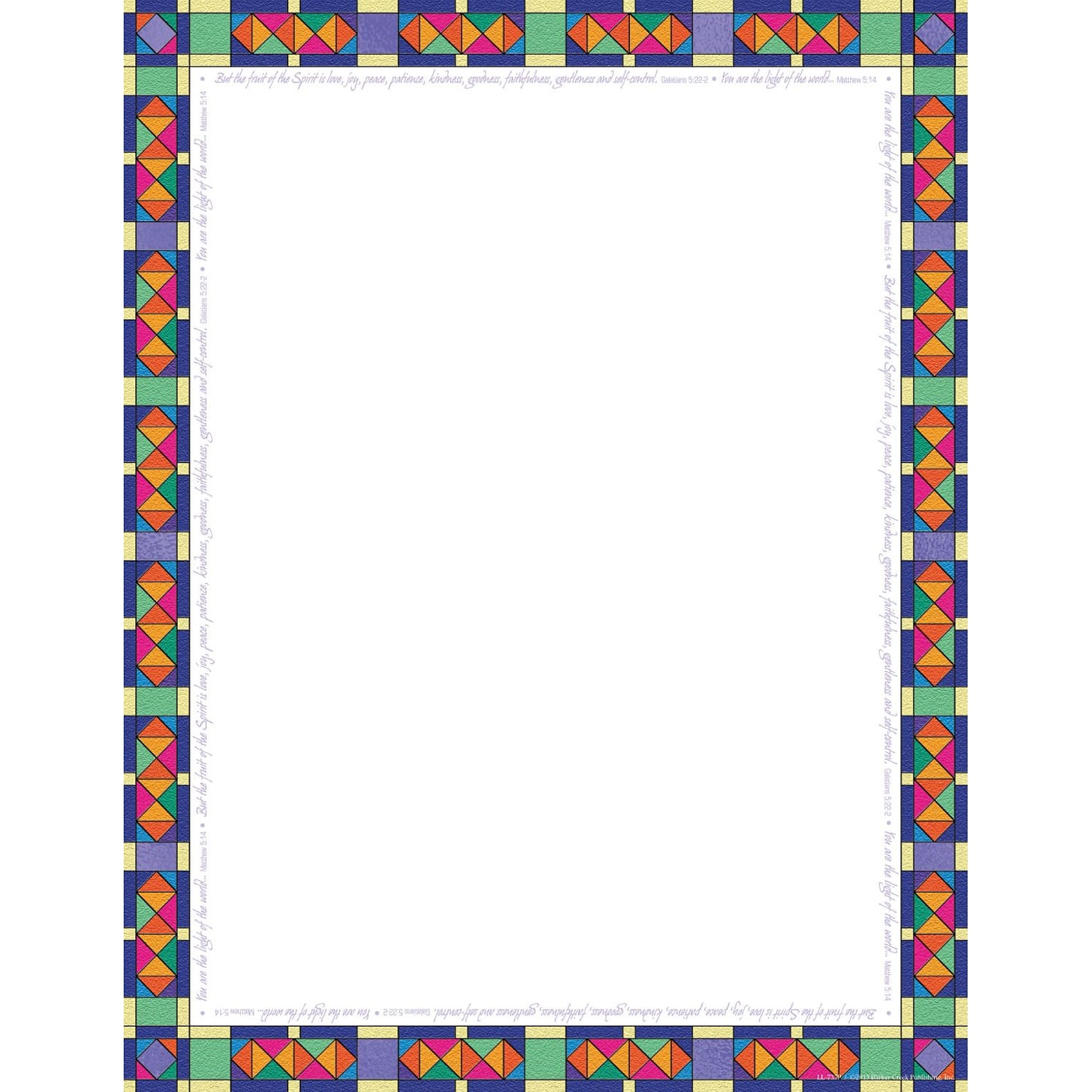 Barker Creek 11 x 8 1/2 Computer Paper, Stained Glass, 50/pk