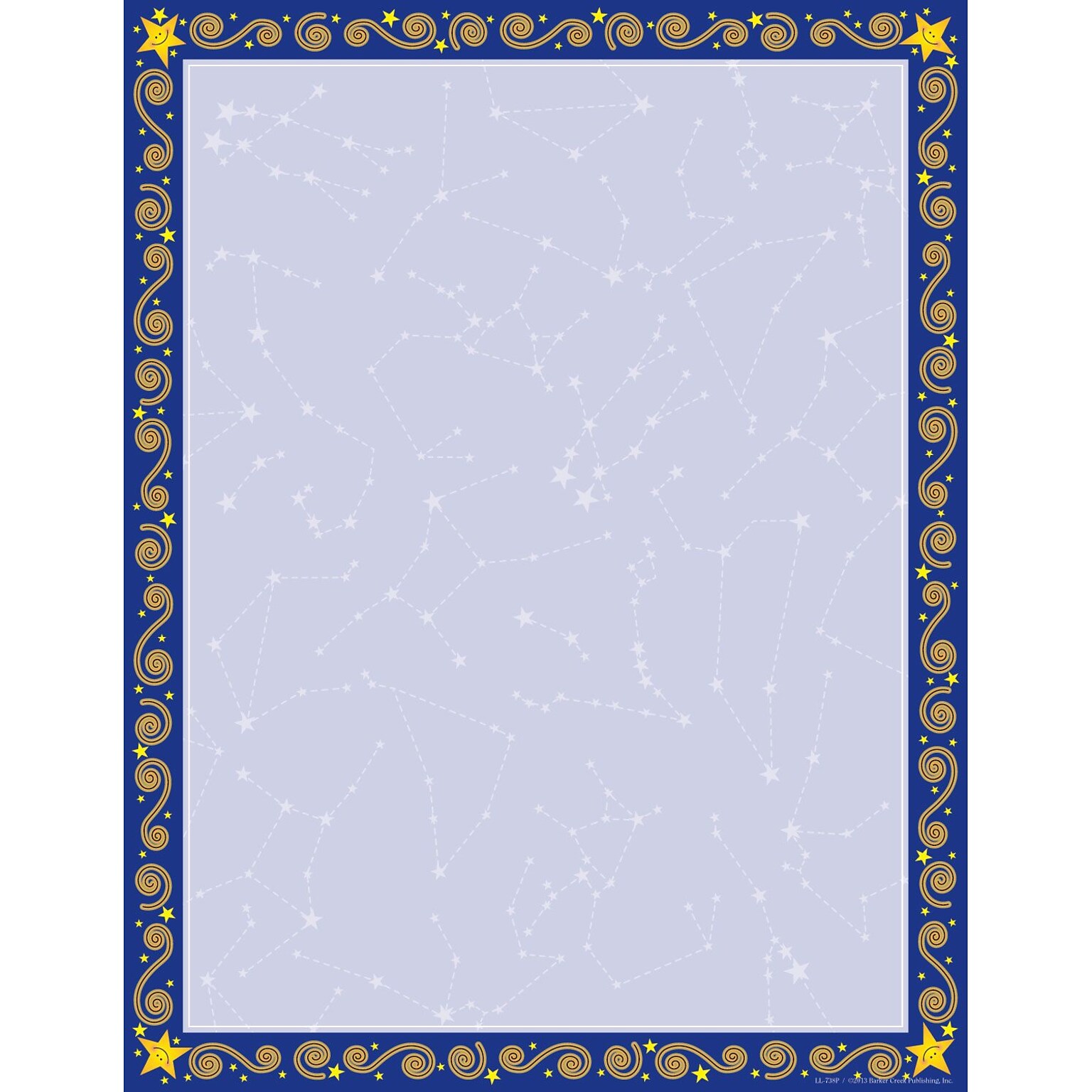 Barker Creek Reach For The Stars Computer Paper, 8.5 x 11, 60 lbs., Blue/Gold, 50 Sheets/Pack (LL738)