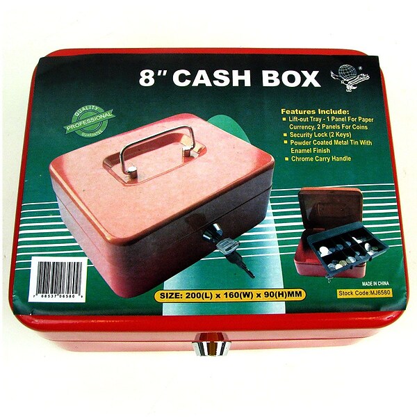 Trademark Global® Stalwart™ 8" Key Lock Cash Box With Coin Tray; Red