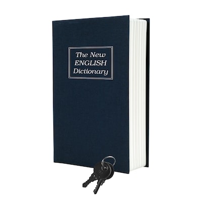 Dictionary Diversion Book Safe With Key Lock, Black