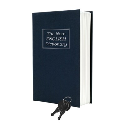 Dictionary Diversion Book Safe With Key Lock, Black