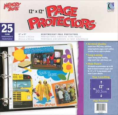 C-Line Memory Book Top - Load Page Protectors, 12 x 12, Clear