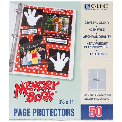 C-Line Memory Book Top - Load Page Protectors, 8 1/2 x 11, Clear