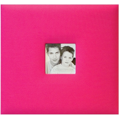 MBI Fashion Fabric Cover Postbound Album With Window, 8 x 8, Hot Pink