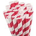 Aardvark® 7 3/4 Jumbo Unwrapped Striped Straws, Red/White, 50/Pack