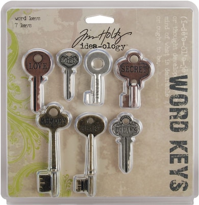 Advantus™ Tim Holtz® Idea-Ology Word Keys, 3 x 1 1/2, 7/Pack, Antique Nickel