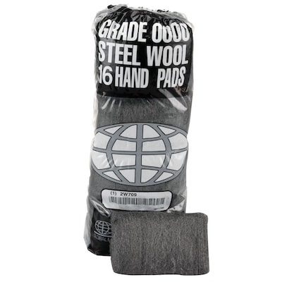 Global Material Steel Wool Hand Pad, #0000, Finest, 4 Wide, 12 Sleeves per case