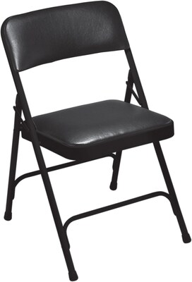 NPS® 1200 Series Vinyl Armless Premium Folding Chair, Caviar Black/Black