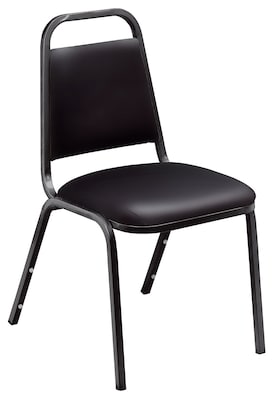 NPS® Banquet Vinyl Padded Stack Chair, Panther Black/Black