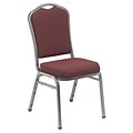 NPS #9368-SV Silhouette-Back Fabric Padded Stack Chair, Diamond Burgundy/Silvervein - 4 Pack