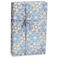 Snowfall Blue/Silver Gift Wrap; 30x100, RL