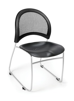 OFM™ Moon Series Plastic Stack Chair With Mesh Back, Black