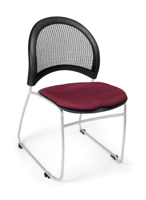 OFM™ Moon Series Fabric Stack Chair With Mesh Back, Burgundy