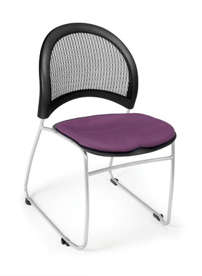 OFM™ Moon Series Fabric Stack Chair With Mesh Back, Plum
