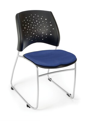 OFM™ Stars Series Fabric Stack Chair With Triple Curve Seat Design, Royal Blue