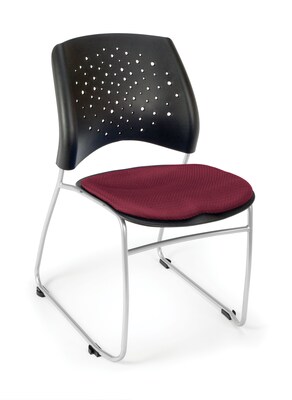 OFM™ Stars Series Fabric Stack Chair With Triple Curve Seat Design, Burgundy
