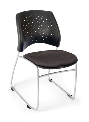 OFM™ Stars Series Fabric Stack Chair With Triple Curve Seat Design, Slate Gray
