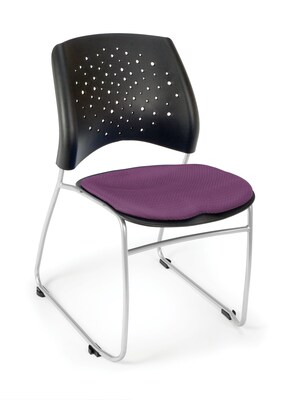 OFM™ Stars Series Fabric Stack Chair With Triple Curve Seat Design, Plum