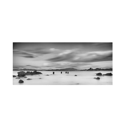 Trademark Fine Art Four Pilings and Mount Tam 10 x 19 Canvas Art