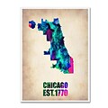 Trademark Fine Art Chicago Watercolor Map 14 x 19 Canvas Art