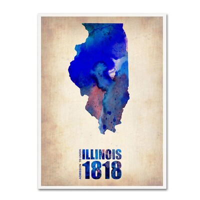 Trademark Fine Art Illinois Watercolor Map 24 x 32 Canvas Art