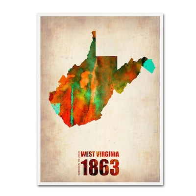 Trademark Fine Art West Virginia Watercolor Map 35 x 47 Canvas Art