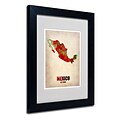 Trademark Fine Art Mexico Watercolor Map 11 x 14 Black Frame Art
