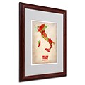 Trademark Fine Art Italy Watercolor Map 16 x 20 Wood Frame Art