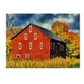 Trademark Fine Art Red Barn In Autumn 35 x 47 Canvas Art