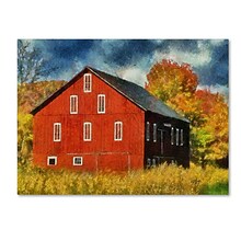 Trademark Fine Art Red Barn In Autumn 14 x 19 Canvas Art