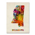 Trademark Fine Art Mississippi Map 18 x 24 Canvas Art