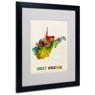 Trademark Fine Art West Virginia Map 16 x 20 Black Frame Art