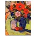Trademark Fine Art Red Flowers with Jar 35 x 47 Canvas Art