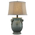 AHS Lighting St. Tropez Ceramic Table Lamp With Beige Fabric Shade, Blue