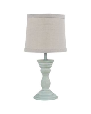 AHS Lighting Randolph Accent Lamp With White Burlap Fabric Shade, Light Blue