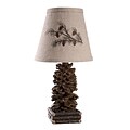 AHS Lighting Pinecone Accent Lamp With Embroidered Pine Branch Shade, Brown