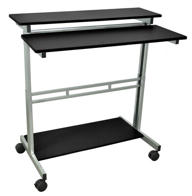 Luxor 3-Shelf Metal Mobile Presentation Cart with Lockable Wheels, Black (STANDUP-40-B)