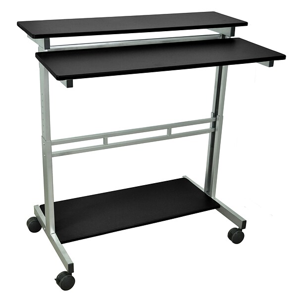 Luxor 6-Shelf Metal Mobile Presentation Cart with Lockable Wheels, Black (STANDUP-40-B)