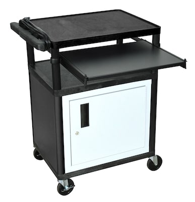 Luxor LP Series 3-Shelf Plastic/Poly Mobile A/V Cart with Lockable Wheels, Black (LP34CLE-B)