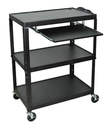 Luxor 3-Shelf Metal Mobile A/V Cart with Lockable Wheels, Black (AVJ42XLKB)