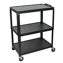 Luxor 3-Shelf Metal Mobile A/V Cart with Lockable Wheels, Black (AVJ42XL)