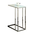 Monarch 24 Tempered Glass/Chrome Metal Accent Table, White