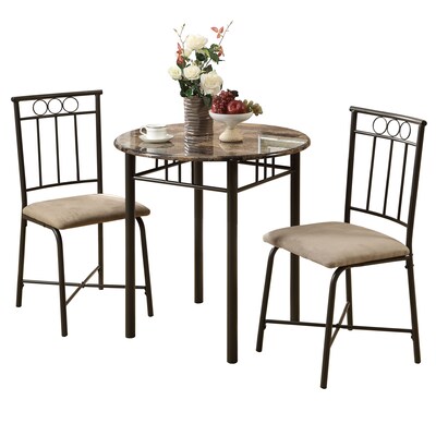 Monarch Metal 3 Piece Bistro Set, Cappuccino/Bronze
