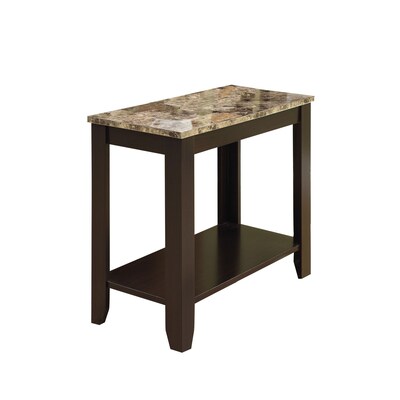 Monarch 23 1/2 Marble Top Accent Side Table, Cappuccino