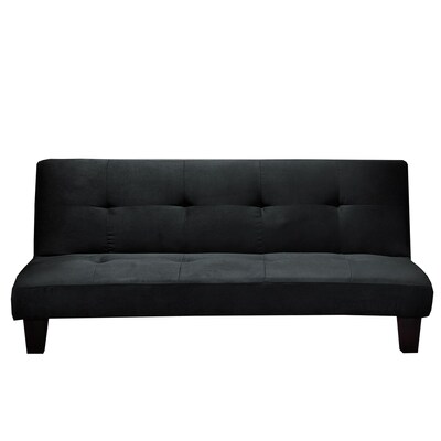 HomeBelle Microfiber Suede Modern Mini Futon Sofa Bed; Black