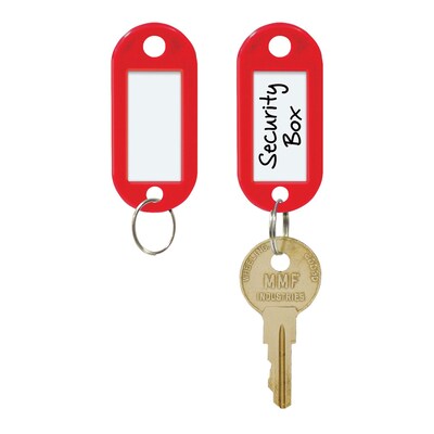 MMF Industries™ STEELMASTER® Label-Window Key Tags, Red, 2"H x 7/8"W x 3/16"D
