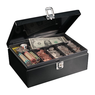 MMF Industries™ STEELMASTER® Anti-Theft Cable Cash Box, Black, 4H x 11W x 7 3/4D