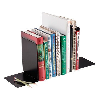 STEELMASTER® Non-Skid Solid Bookends, 8, Pair, Black (241018104)