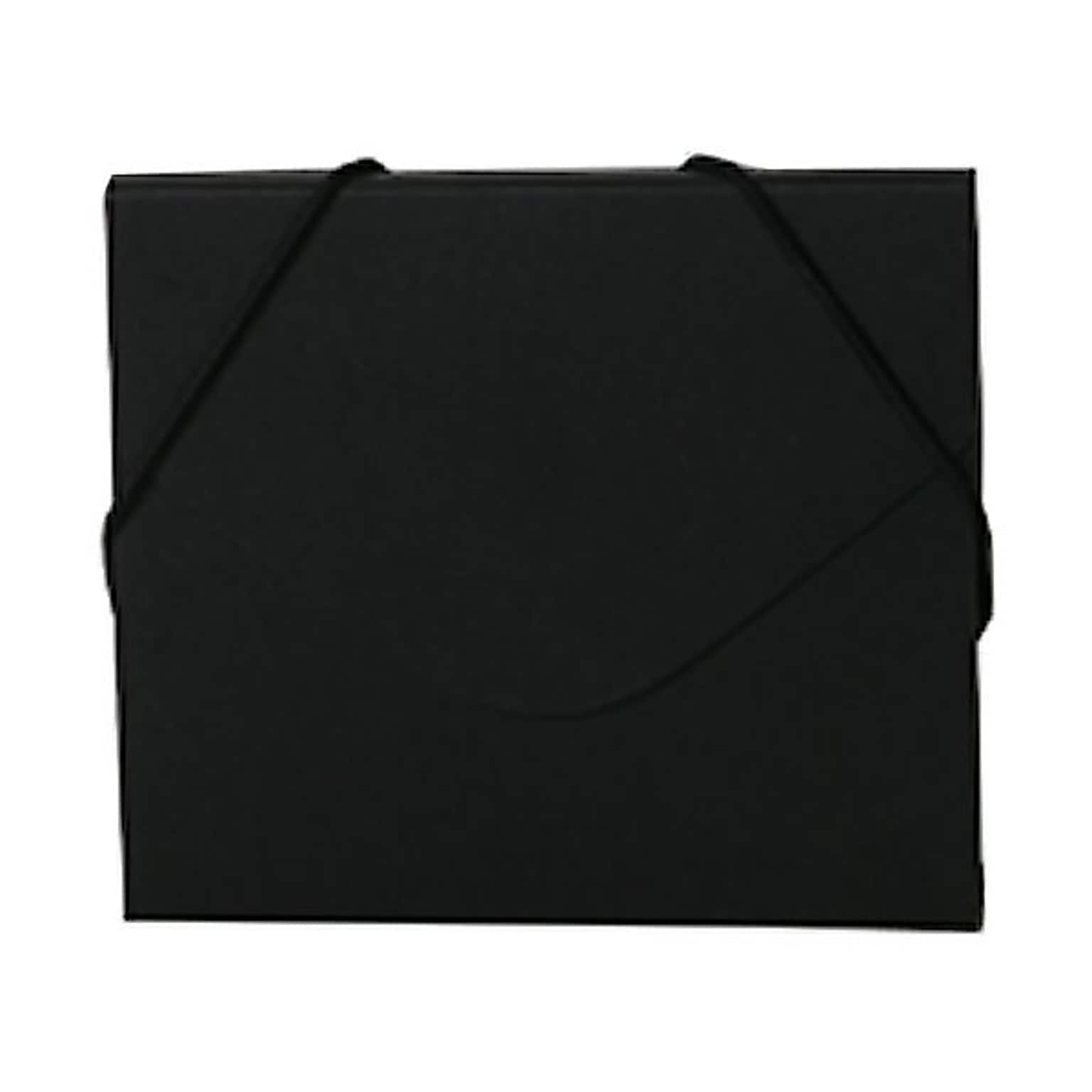 JAM Paper® CD Case Portfolio Envelopes with Elastic Closure, 5 x 5 5/8 x 3/8, Black Kraft, Sold Individually (333546)